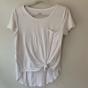 White shirt with tied knot